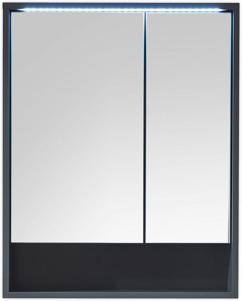 LUCERA Spiegelschrank Bad mit LED-Beleuchtung in Grau matt - Badezimmerspiegel Schrank mit viel Stauraum - 60 x 75 x 20 cm (B/H/T) Bild 1