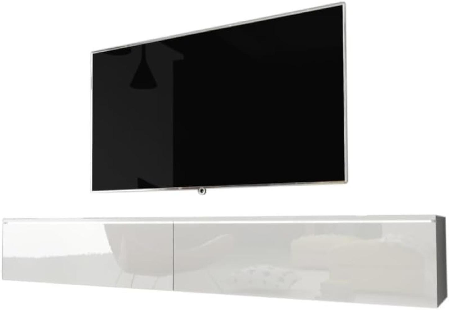 TV-Tisch MENDES D 180, 180x30x32, weiß/weiß Glanz Bild 1