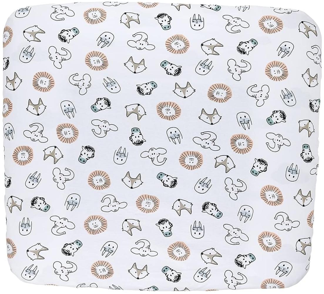 Meyco Baby Animal Wickelauflagenbezug (weich und hautfreundlich, aus 100% Baumwolle, waschbar, einfache Pflege, trocknergeeignet, Größe: 85 x 75 cm), Mehrfarbig Bild 1