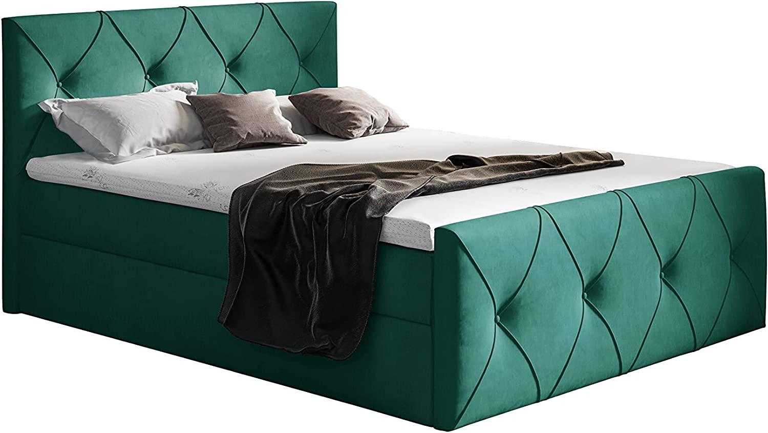 Stylefy 'Arian Lux' Boxspringbett, Velours  Grün 140 x 200 cm Bild 1