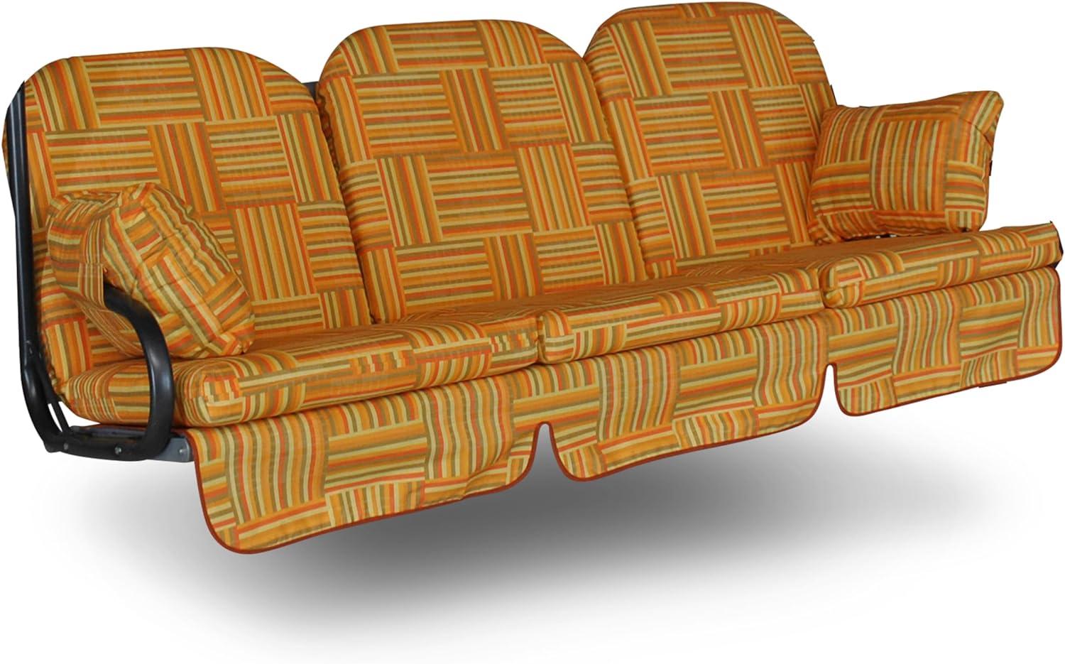 Angerer Hollywoodschaukel Auflage Deluxe passend für viele 3-Sitzer Hollywoodschaukeln - Schaukelauflage Made in Germany (Orange Gemustert) Bild 1