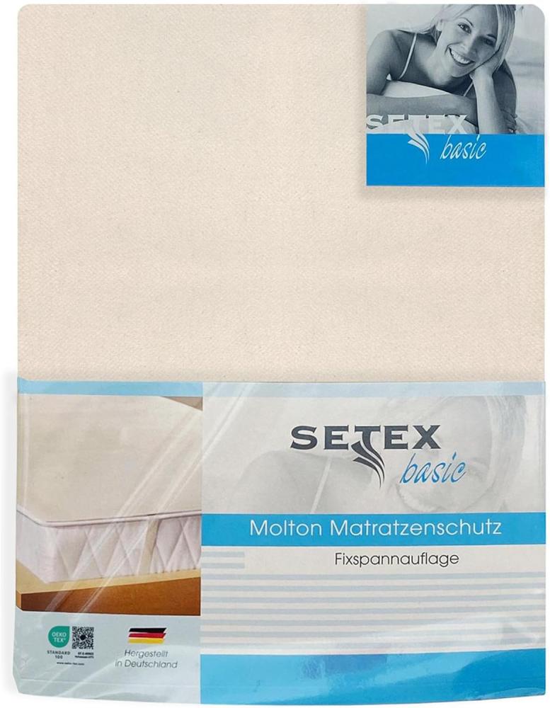 SETEX Molton Matratzenschutz, 160 x 200 cm, Eckgummis, Matratzenschoner aus 100 % Baumwolle, Basic, Naturfarben Bild 1