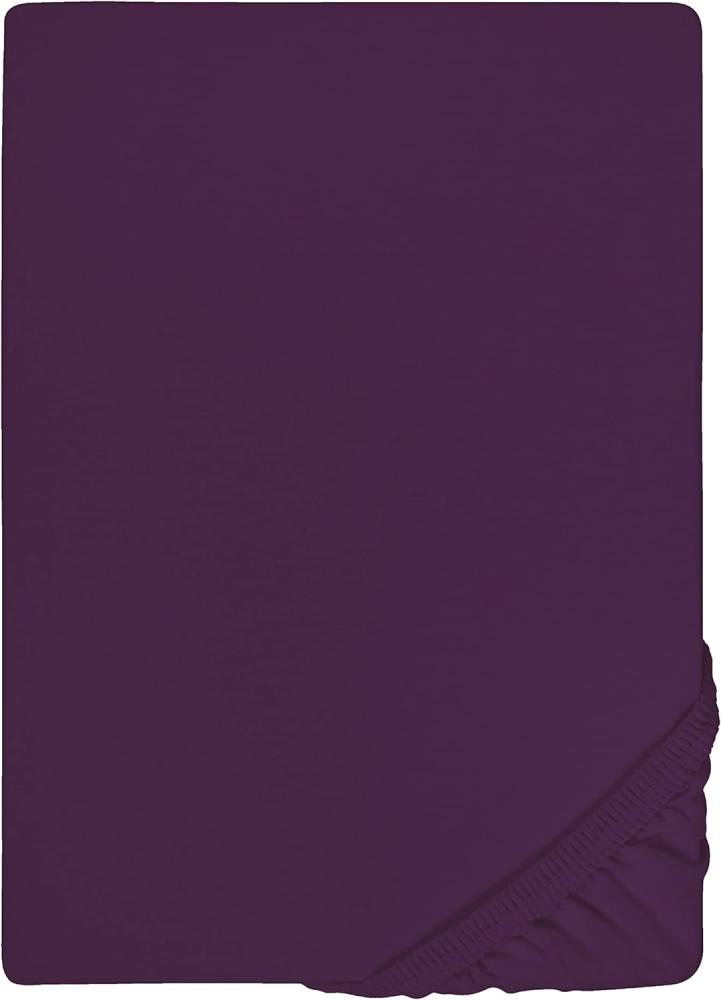 Biberna Feinjersey Spannbettlaken Spannbetttuch 180x200 cm - 200x200 cm Dunkel Violett Bild 1