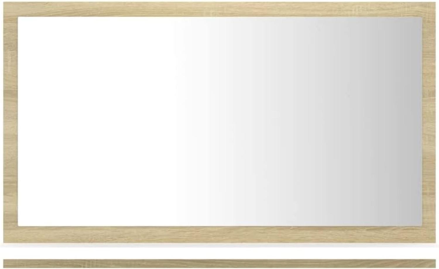 vidaXL Badspiegel Weiß und Sonoma-Eiche 60x10,5x37 cm Spanplatte Bild 1