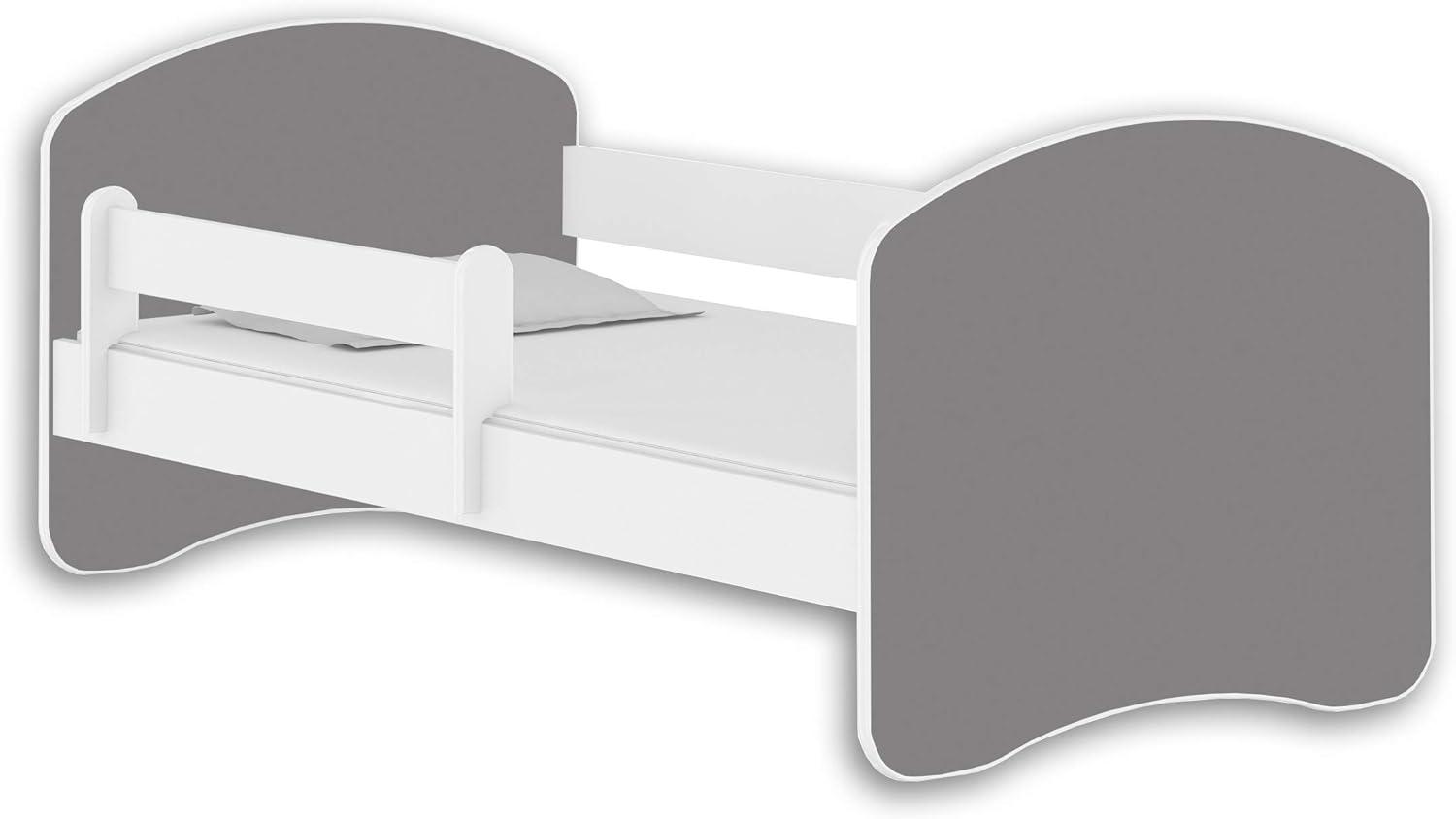 Jugendbett Kinderbett mit einer Schublade mit Rausfallschutz und Matratze Weiß ACMA II 140 160 180 (160x80 cm, Weiß - Grau) Bild 1