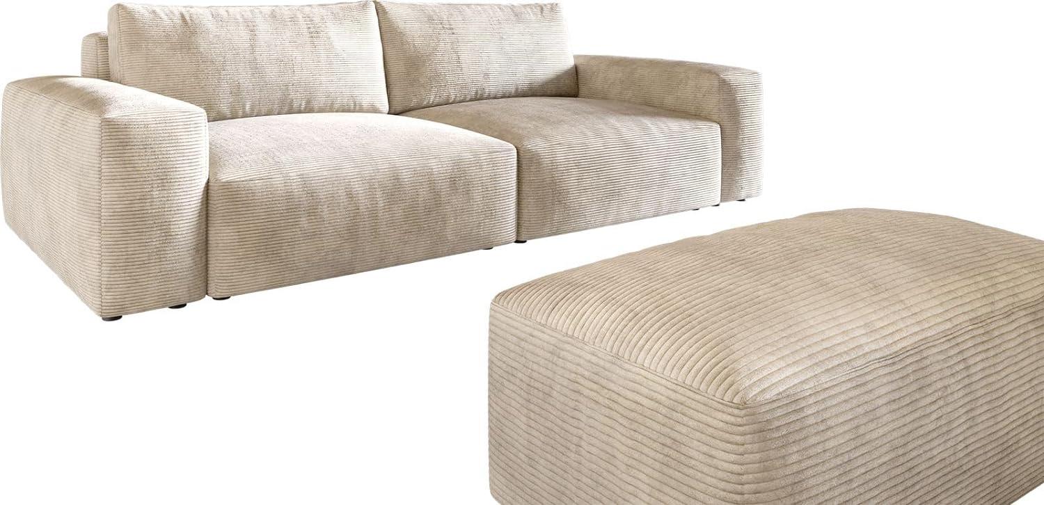 Big-Sofa Lanzo XL 270x130 cm Cord Beige mit Hocker Bild 1