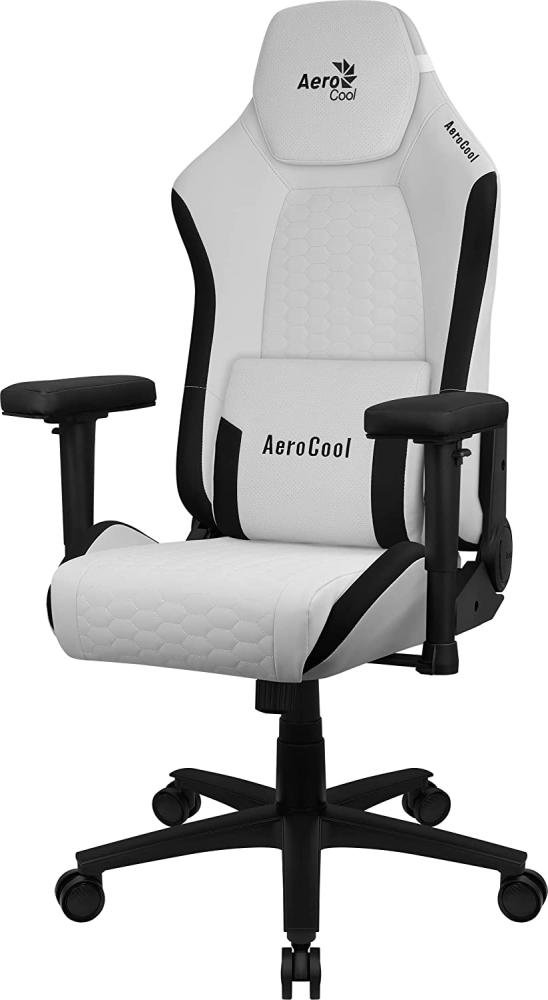 Aerocool CROWNMOONSW Weiß, Ergonomischer Gaming Stuhl, Verstellbare Kissen, Premium Kunstleder Bild 1