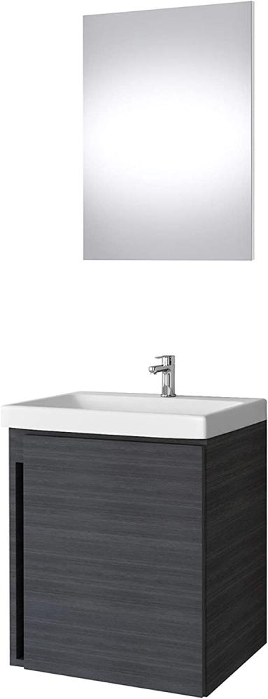 Planetmöbel Waschtischunterschrank in Anthrazit 50cm mit Waschbecken & Spiegel, Badmöbel Set für Badezimmer Gäste WC Bild 1