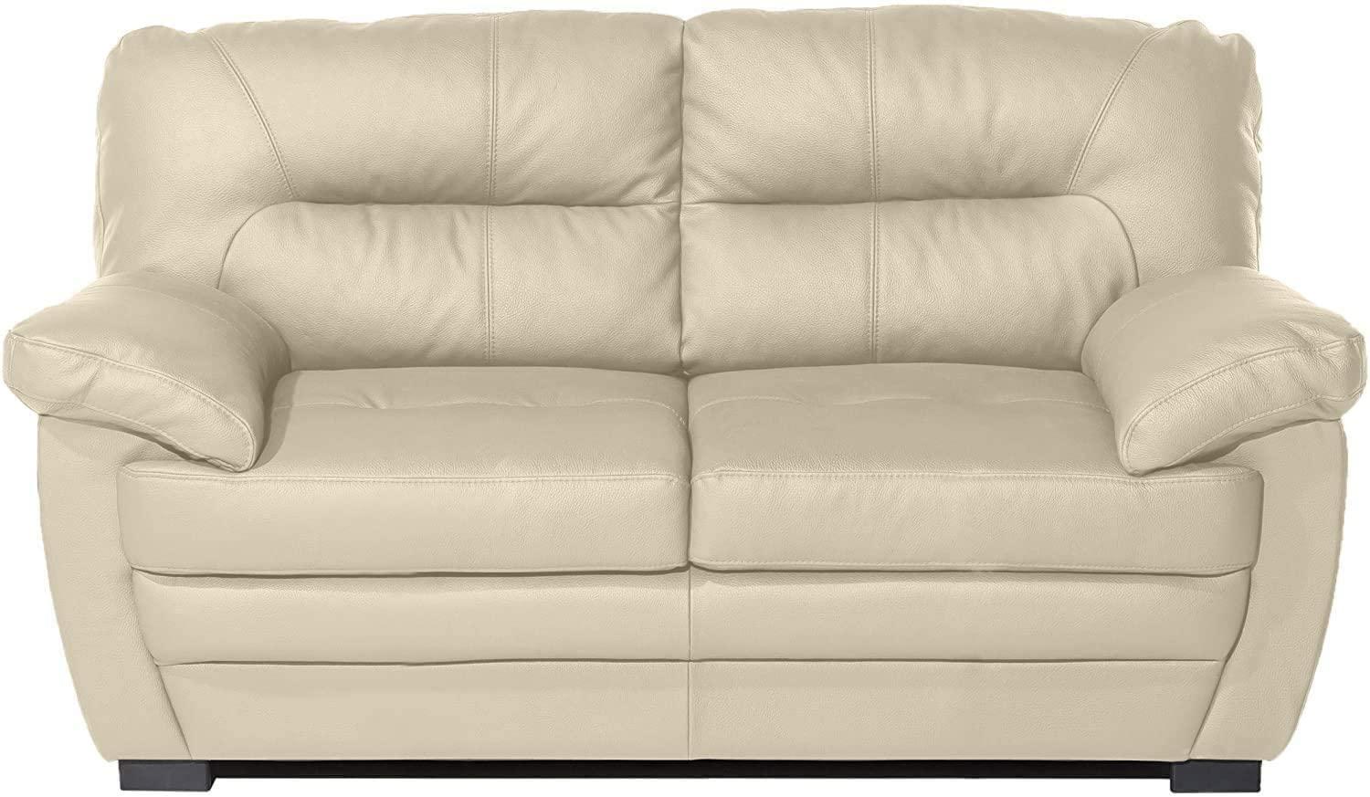 Mivano 2er-Sofa Royale / Zeitloses, bequemes Ledersofa mit hoher Rückenlehne / 160 x 86 x 90 / Lederimitat, Beige Bild 1