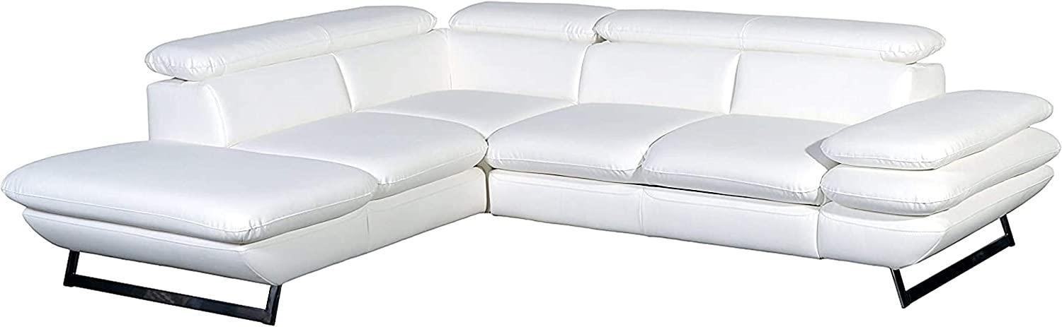 Mivano Ecksofa Prestige / L-Form-Sofa mit Ottomane / Kopfstützen und Armlehne verstellbar / 265 x 74 x 223 / Kunstleder, weiß Bild 1