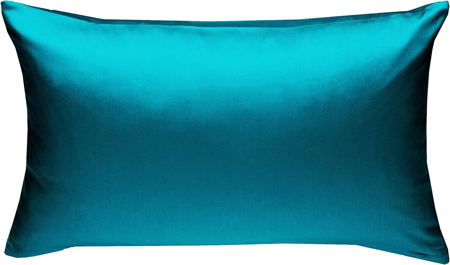 Bettwaesche-mit-Stil Mako-Satin / Baumwollsatin Bettwäsche uni / einfarbig petrol blau Kissenbezug 60x80 cm Bild 1