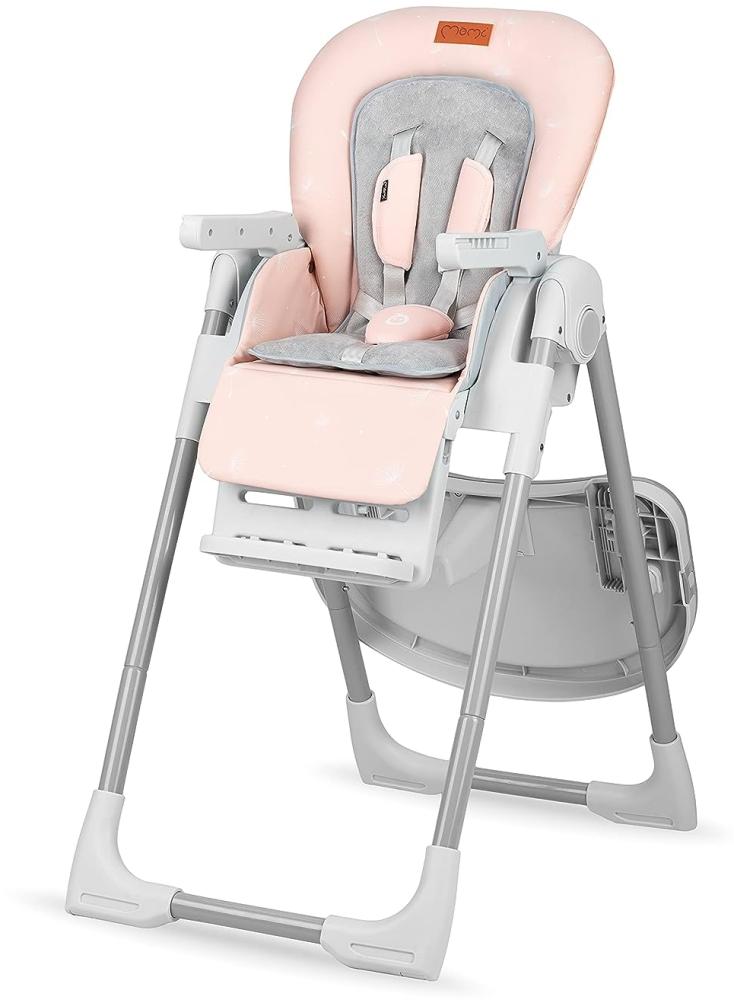 MoMi YUMTIS Kinderhochstuhl mit 5-Punkt-Sicherheitsgurt, klappbar, höhenverstellbar (6 Stufen), verstellbare Rückenlehne (3 Stufen) und Tablett (3-stufig), Fußstütze und Korb Bild 1