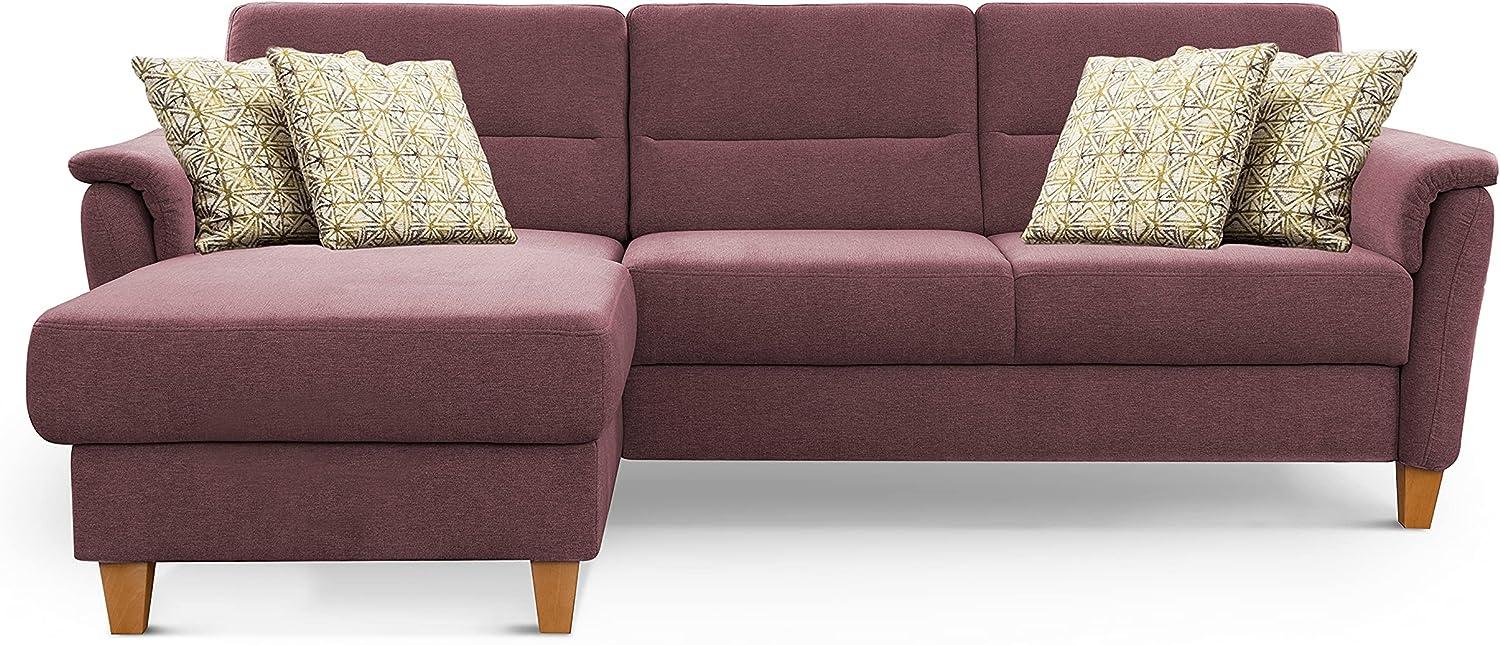 CAVADORE Ecksofa Palera / L-Form-Sofa im Landhausstil mit Federkern / 244 x 89 x 163 / Chenille-Bezug, Dunkelrot Bild 1