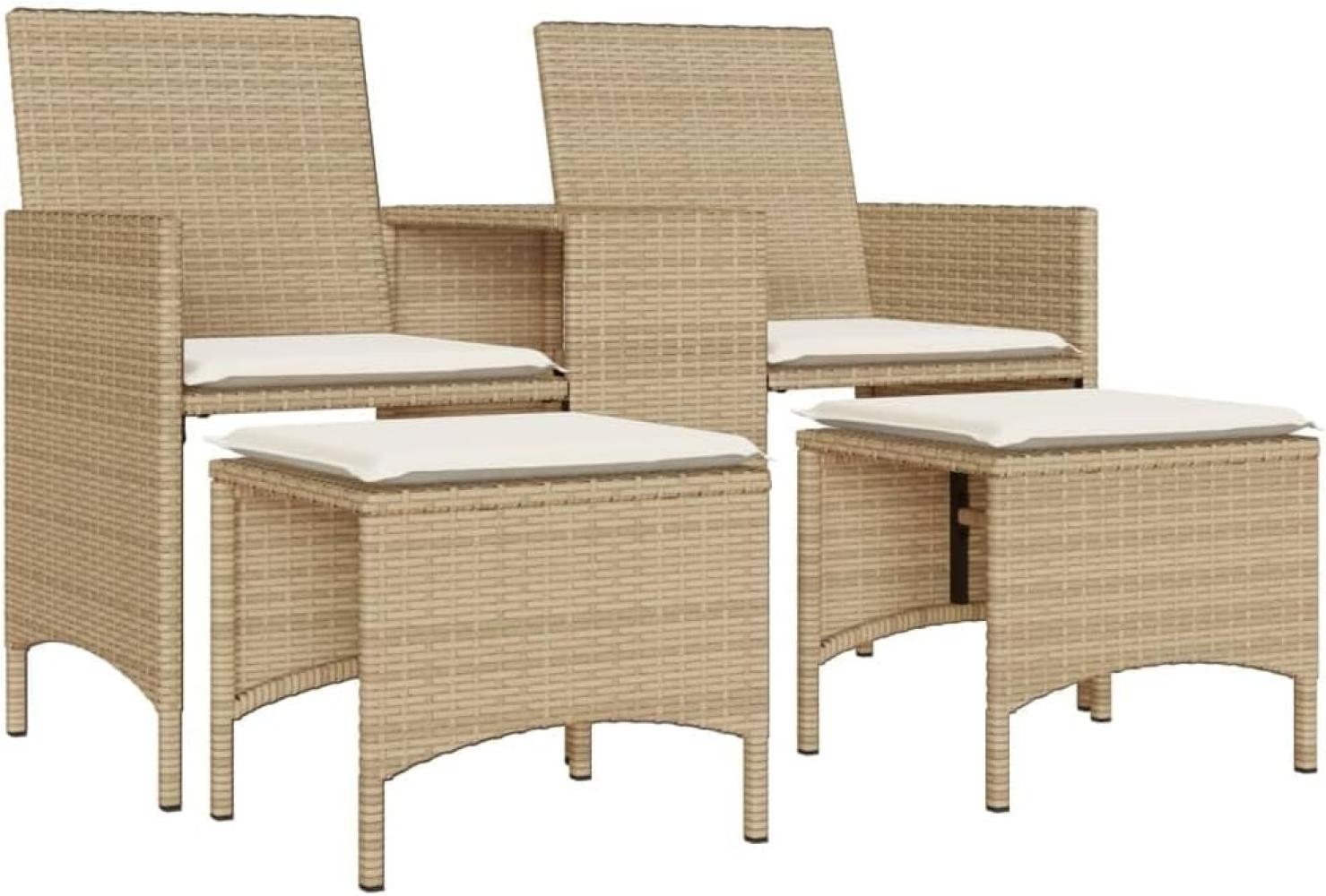 Gartensofa 2-Sitzer mit Tisch und Hockern Beige Poly Rattan 4003894 Bild 1