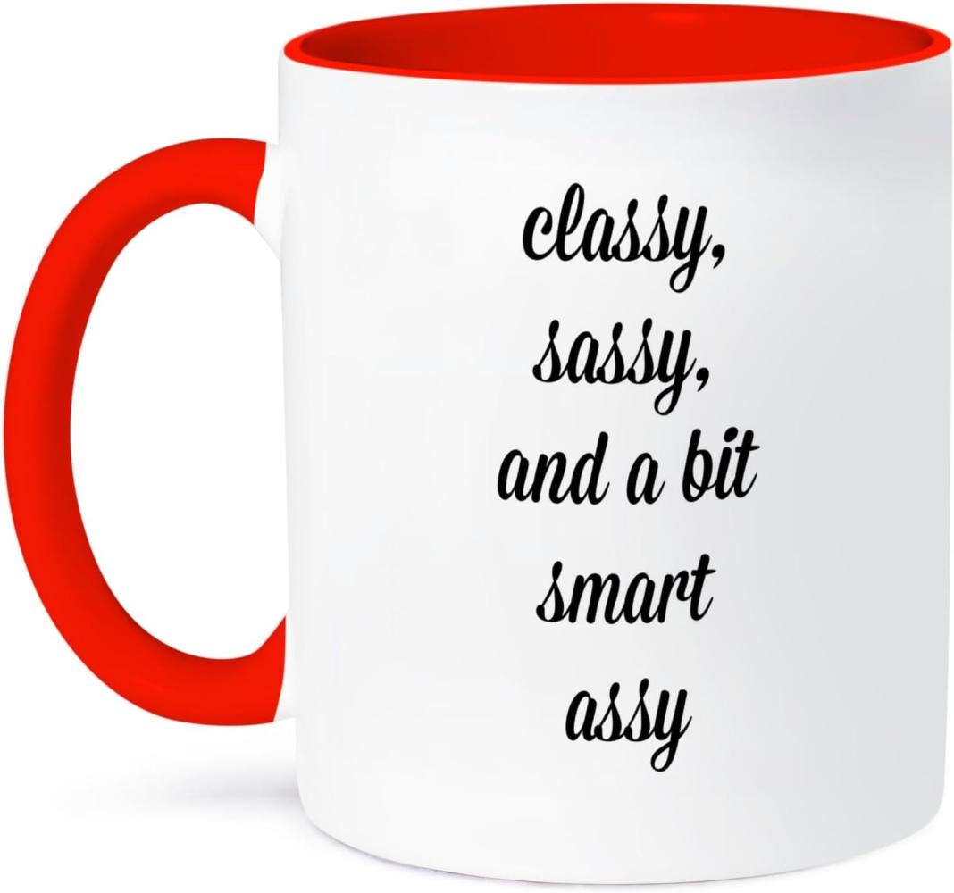 3dRose Classy Sassy & A Bit Smart Assy, Schwarze Buchstaben auf White-Two Tasse, Keramik, Schwarz-Weiß, 10,16 x 7,62 x 9,52 cm Bild 1