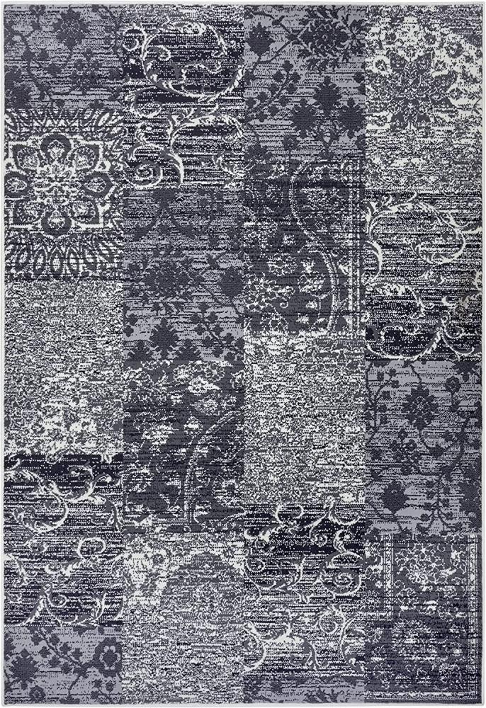 Kurzflor Teppich Bloques Grau Creme - 160x230x0,9cm Bild 1