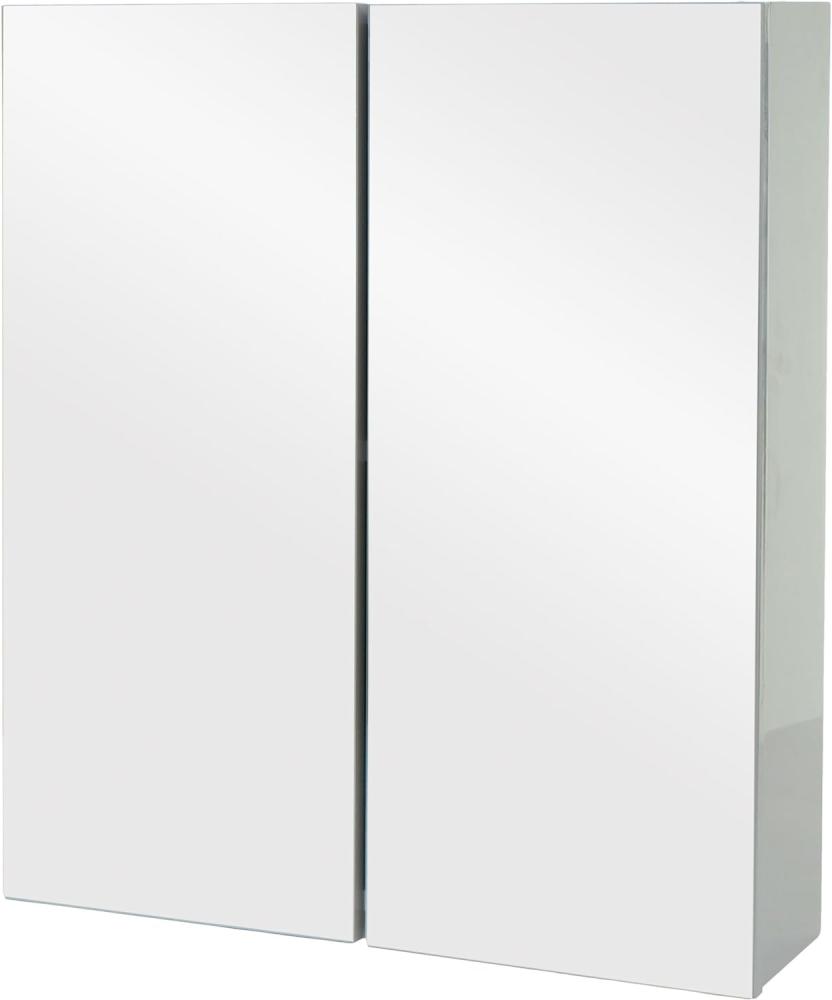 Spiegelschrank HWC-B19b, Badschrank Hängeschrank, 2 Regalböden hochglanz MVG-zertifiziert 70x60x16cm ~ grau Bild 1