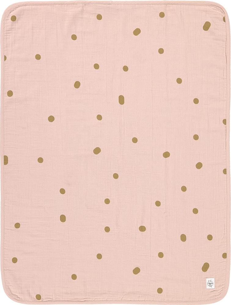 LÄSSIG Mull Babydecke Krabbeldecke Kuscheldecke GOTS zertifiziert/Muslin Blanket 75 x 100 cm Dots powder pink Bild 1