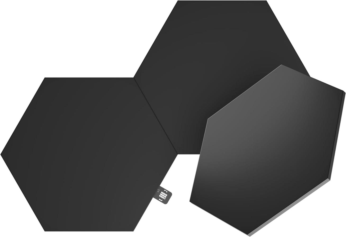 Nanoleaf Shapes Ultra Black Hexagon Erweiterungspack, 3 zusätzliche LED Panels - Smarte Modulare RGBW WLAN 16 Mio. Farben Wandleuchte Innen, Musik & Bildschirm Sync, Funktioniert mit Alexa Bild 1