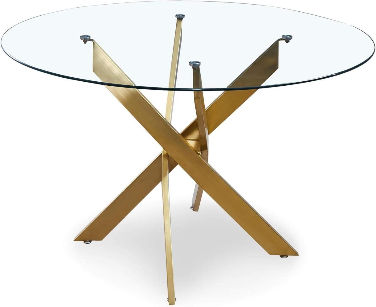 Menzzo Runde und ovale Tische, Metall, Gold, L120 x T120 x H75 cm 8mm Dickes Glas Bild 1
