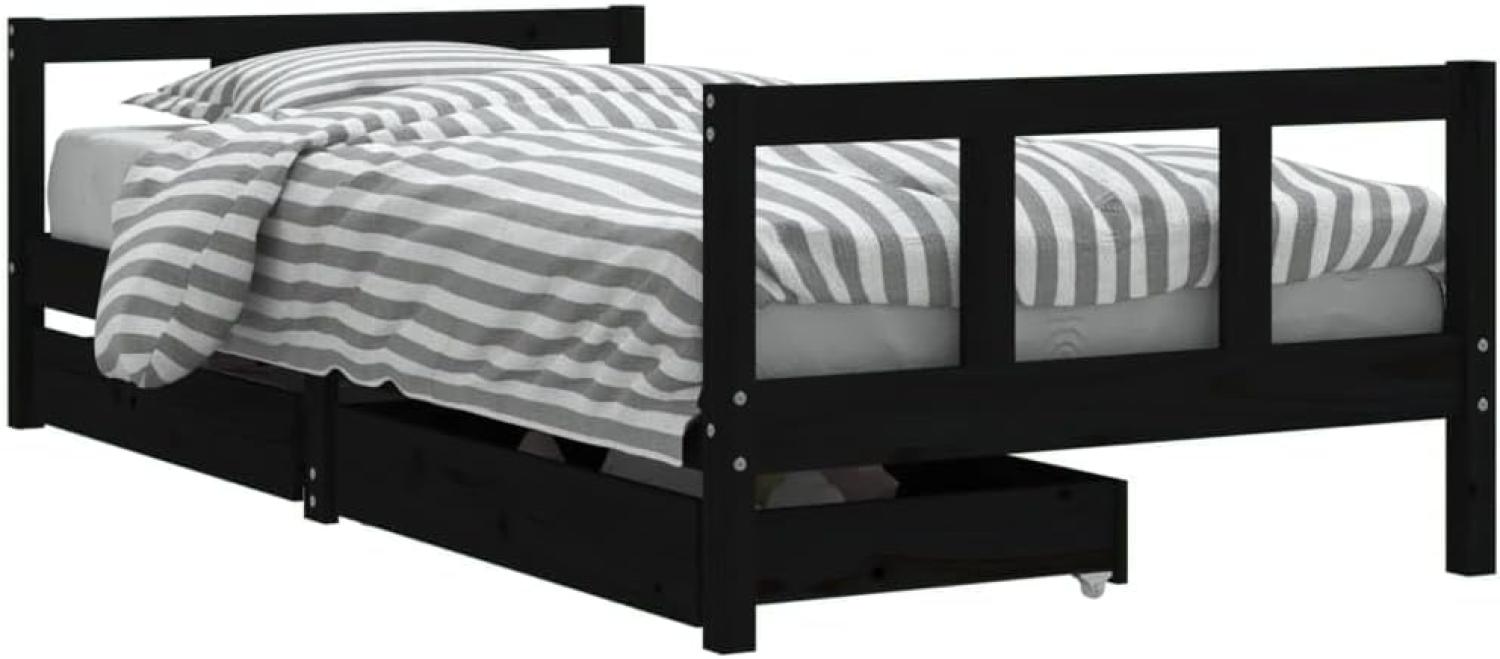 Kinderbett mit Schubladen Schwarz 90x190 cm Massivholz Kiefer Bild 1