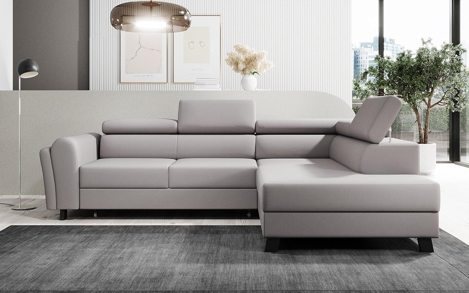 Designer Sofa Kira mit Schlaf- und Klappfunktion Stoff Beige Rechts Bild 1