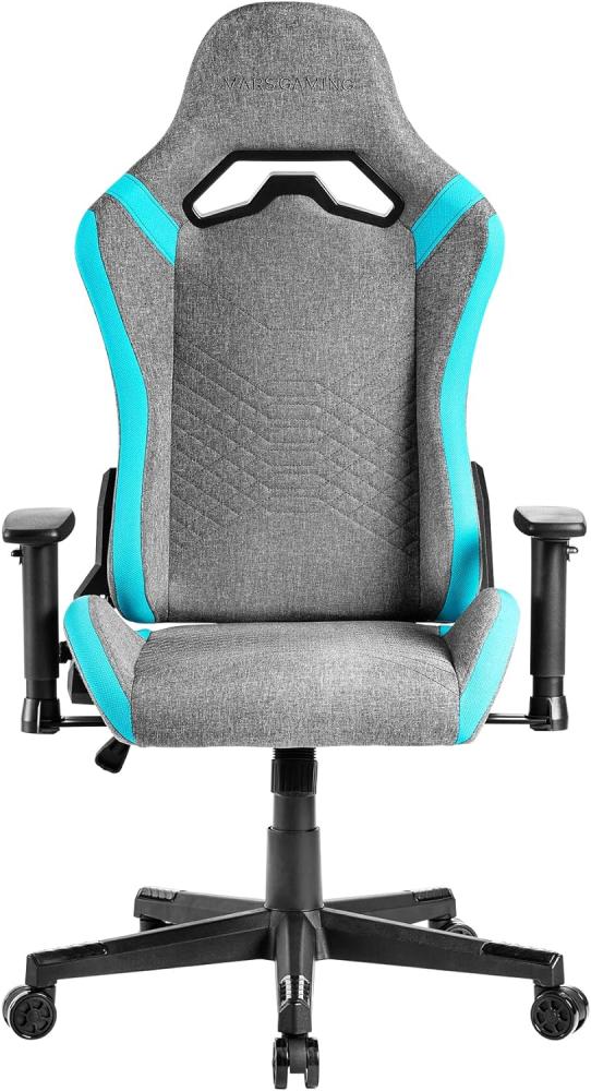 Mars Gaming MGC-PRO, Professioneller Gaming-Stuhl, Atmungsaktive Textiloberfläche, 2D-Armlehnen und 135° Verstellbare Rückenlehne, Soft-Touch Lenden- und Nackenkissen, XL-Rollen, Blau Bild 1