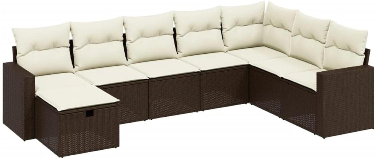 vidaXL 8-tlg. Garten-Sofagarnitur mit Kissen Braun Poly Rattan Bild 1