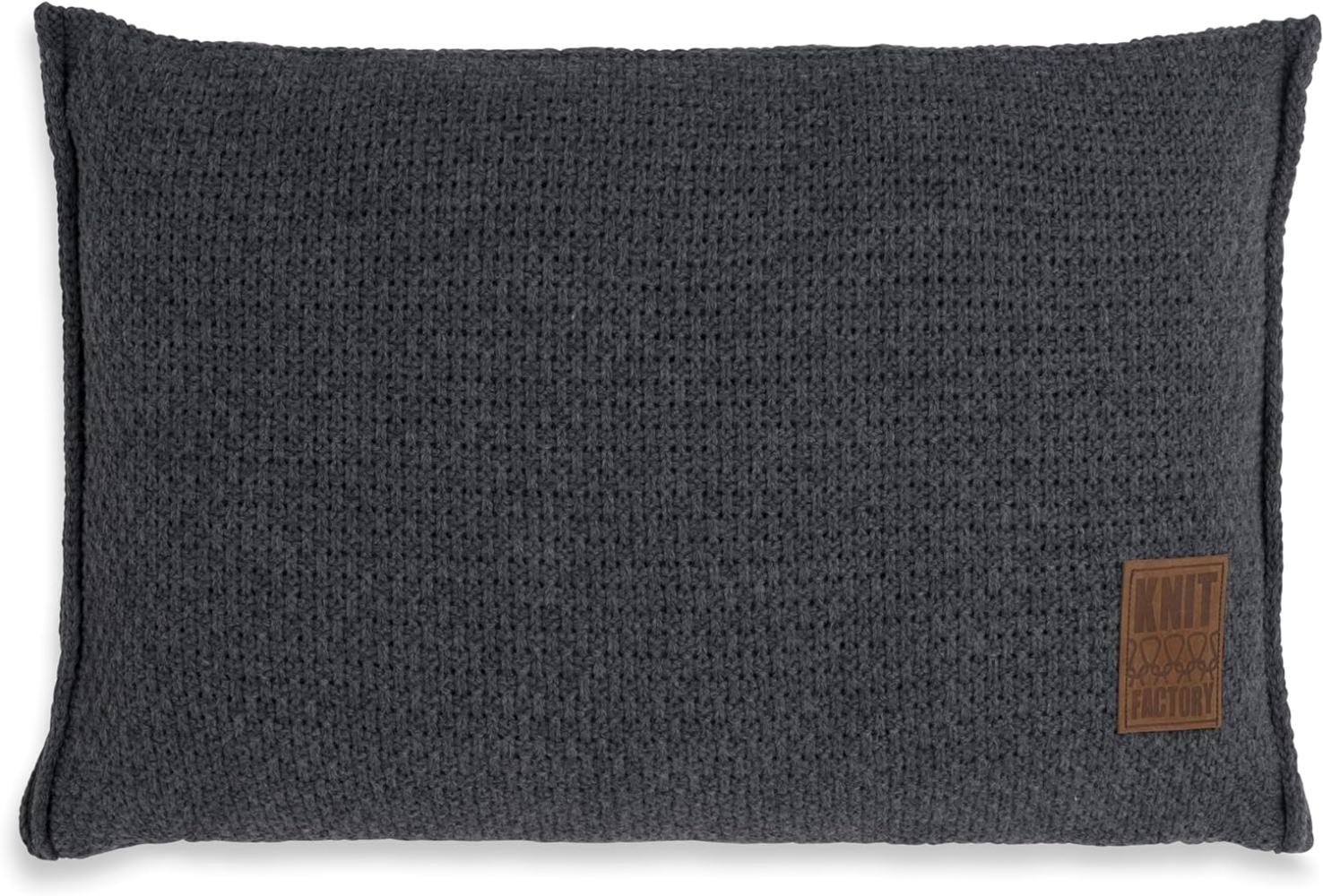 Knit Factory Jesse Kissen 60x40 cm Glatt Anthrazit Bild 1