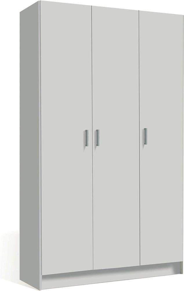 Dmora Mehrzweck-Kleiderschrank mit drei Flügeltüren und drei verstellbaren Einlegeböden, Farbe Weiß, Maße 109 x 37 x 180 cm Bild 1