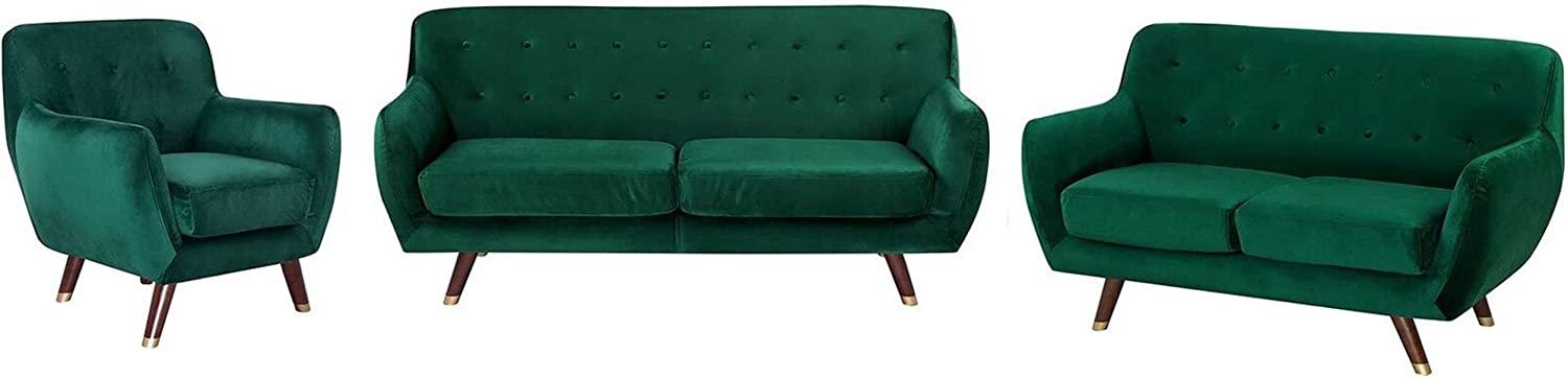 Sofa Set Samtstoff smaragdgrün 6-Sitzer BODO Bild 1