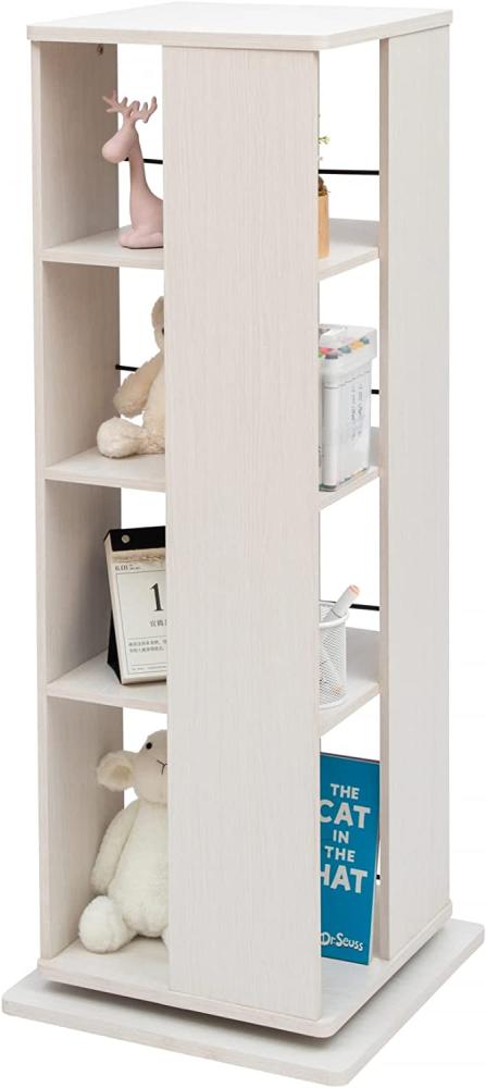 Iris Ohyama, 360° drehbares Bücherregal, Drehregal, Drehmöbel, 4 Ebenen, Platzsparend, Stabil, Büro, Schlafzimmer, Wohnzimmer - Revolving Book Shelf RBS-4S -Eiche weiß Bild 1