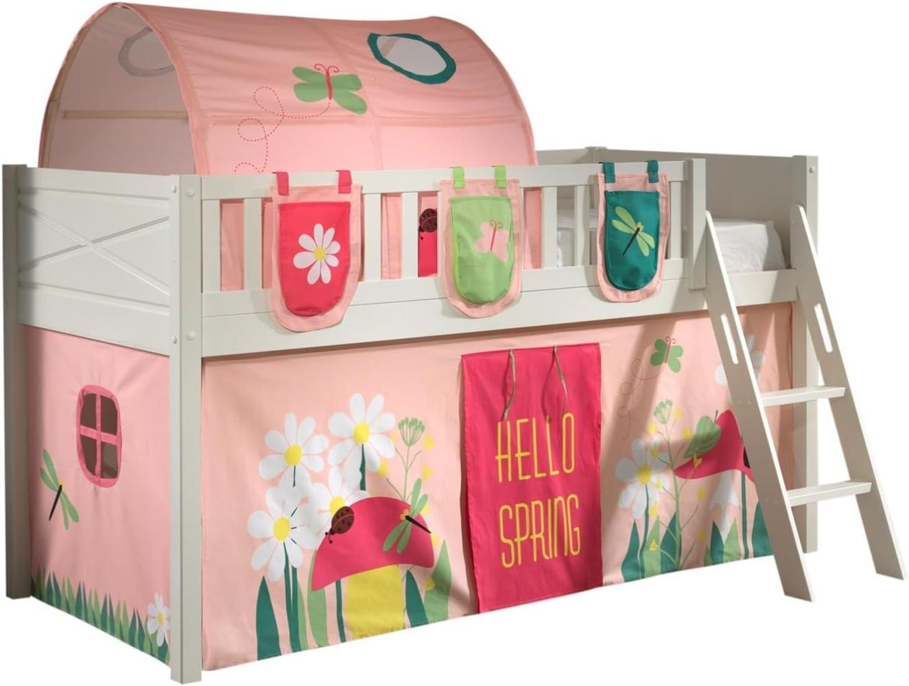 SCOTT Spielbett, LF 90 x 200 cm, mit Rolllattenrost, Leiter und Textilset Vorhang, Tunnel und 3 Taschen "Spring" Bild 1