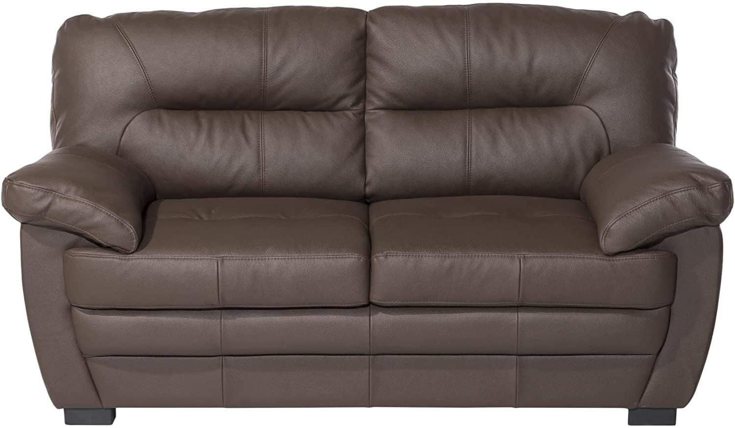 Mivano 2er-Sofa Royale / Zeitloses, bequemes Ledersofa mit hoher Rückenlehne / 160 x 86 x 90 / Lederimitat, Braun Bild 1