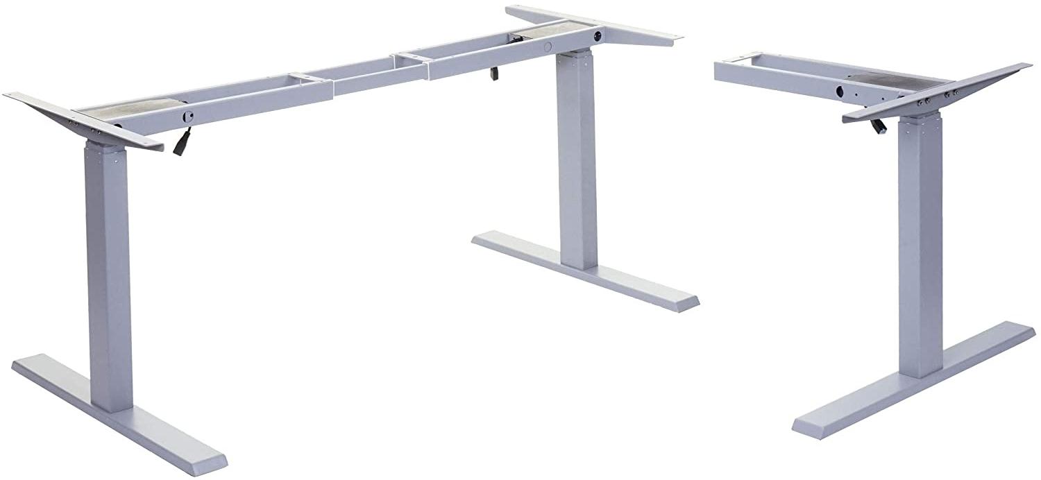 Gestell HWC-D40, variables Tischgestell für Eck-Schreibtisch, elektrisch höhenverstellbar Memory 45kg ~ grau Bild 1
