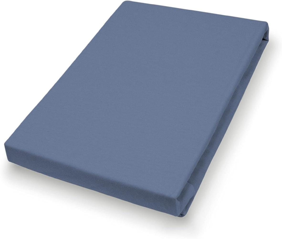 Hahn Haustextilien Jersey-Spannlaken Basic Größe 180-200 x 200 cm Farbe blau Bild 1