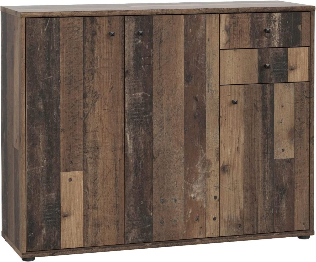 Kommode Sideboard mit Stauraum, 109 x 85 x 35 cm, Old Wood Altholz Nb. Dekor Optik Bild 1