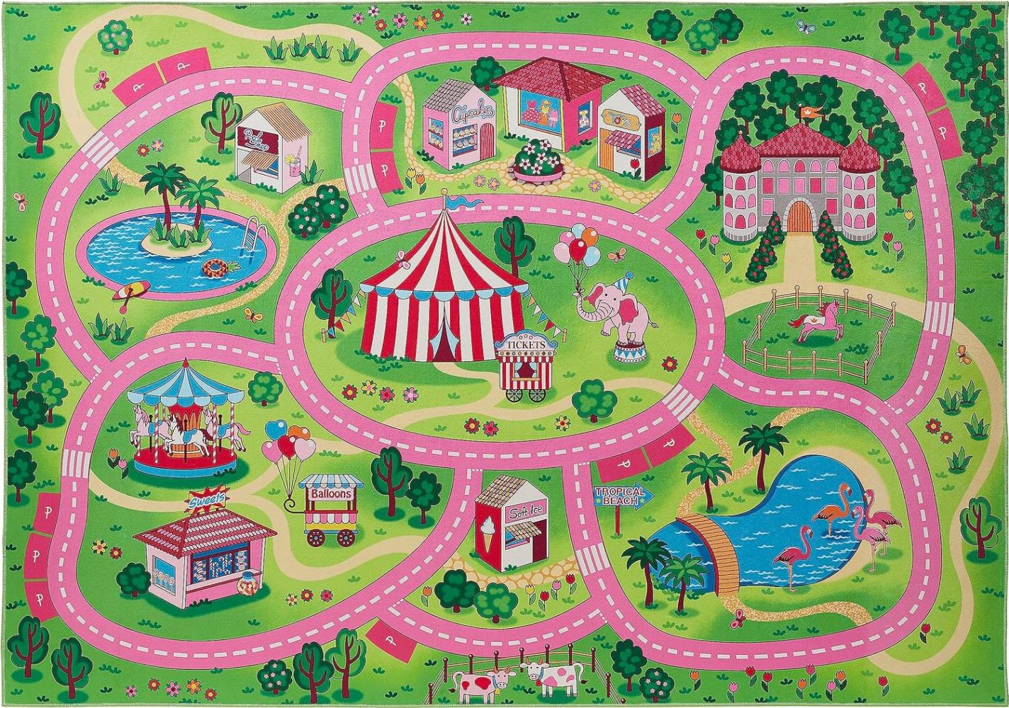 andiamo Teppich Wonderland Spielteppich für Mädchen mit modernem Design pflegeleicht und strapazierfähig Spielunterlage für Kinder 140 x 200 cm Multi Bild 1