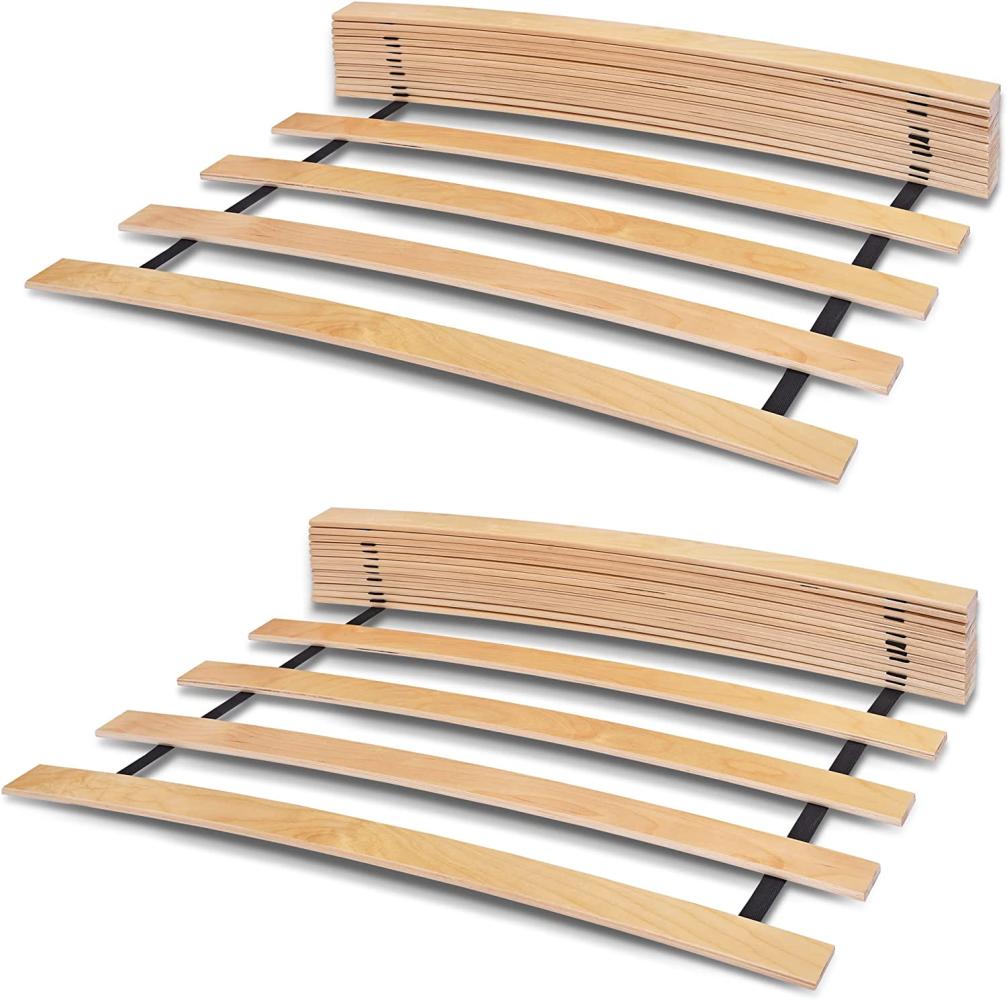 Rollrost 160x200 cm ( 2x80cm ) für Bett - Hochwertiger Rolllattenrost 17 Gebogene Birkenholzlatten mit Band verbunden. Lattenroste holzlatten Klappbar Bestimmt für Feder- sowie Schaummatratzen. Bild 1