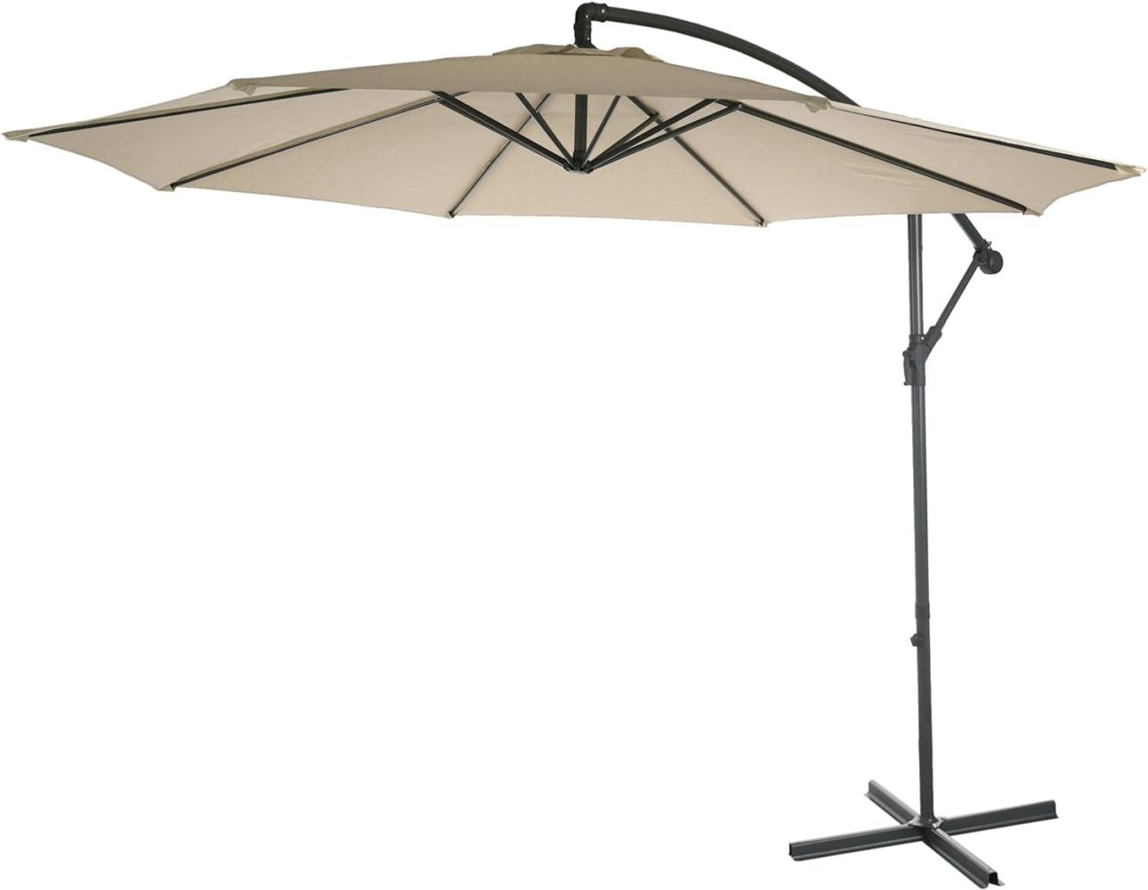 Ampelschirm Acerra, Sonnenschirm Sonnenschutz, Ø 3m neigbar, Polyester/Stahl 11kg ~ creme ohne Ständer Bild 1