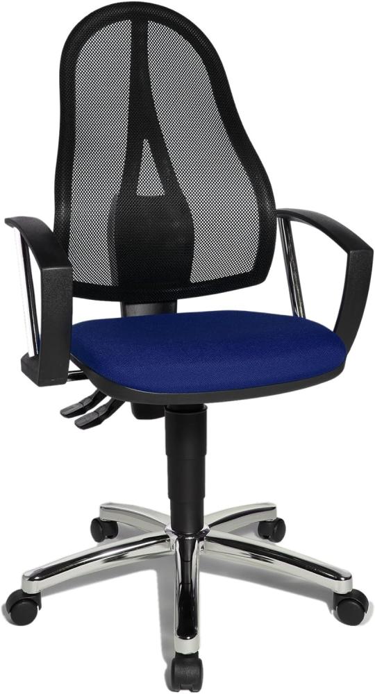 Topstar Point 60 Net, ergonomischer Bürostuhl, Schreibtischstuhl, inkl. feste Armlehnen A1, Stoff, Blau/Schwarz Bild 1