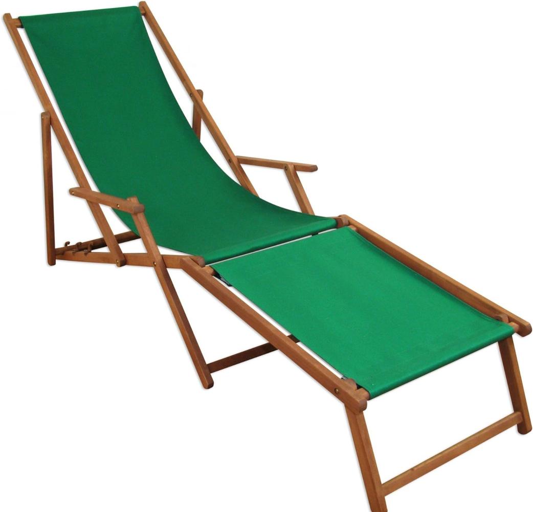 Liegestuhl Sonnenliege grün Fußablage Gartenliege Holz Deckchair Strandstuhl Gartenmöbel 10-304 F Bild 1