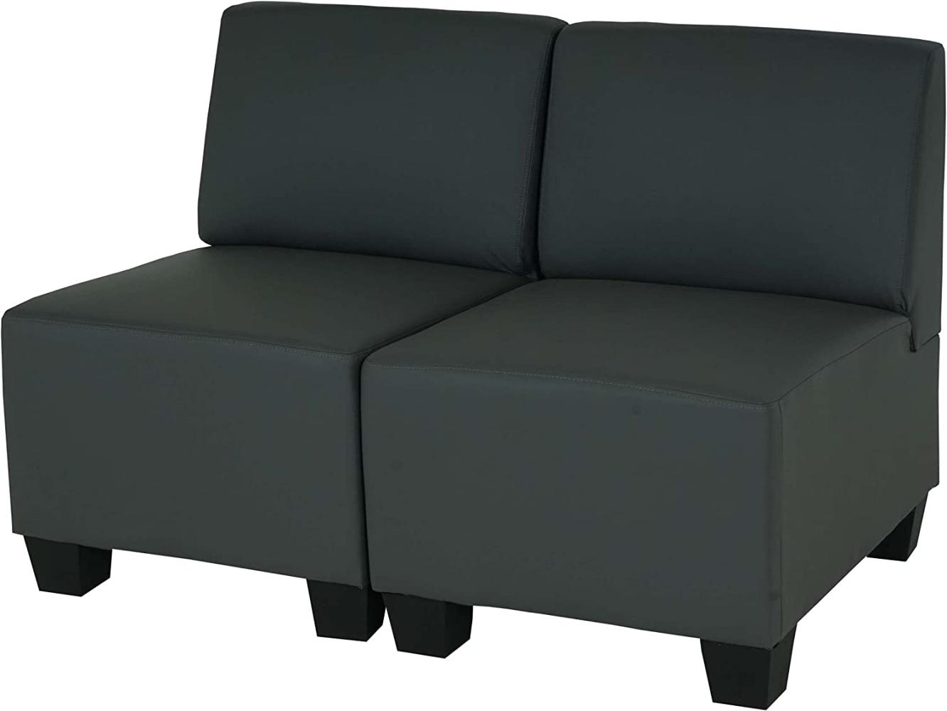 Modular 2-Sitzer Sofa Couch Lyon, Kunstleder ~ dunkelgrau, ohne Armlehnen Bild 1