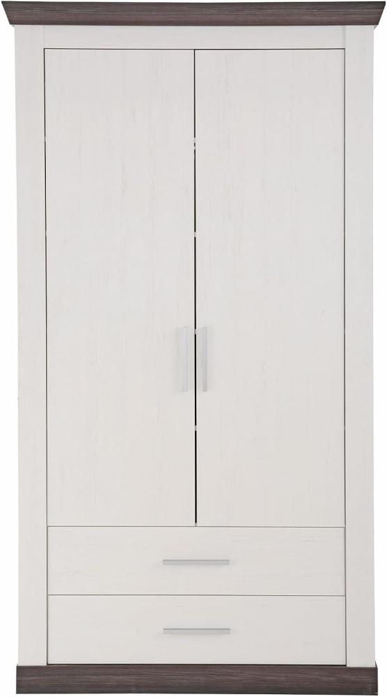 Garderobenschrank Corela in Pinie weiß und Wenge Landhaus Schuhschrank 107 x 201 cm Bild 1