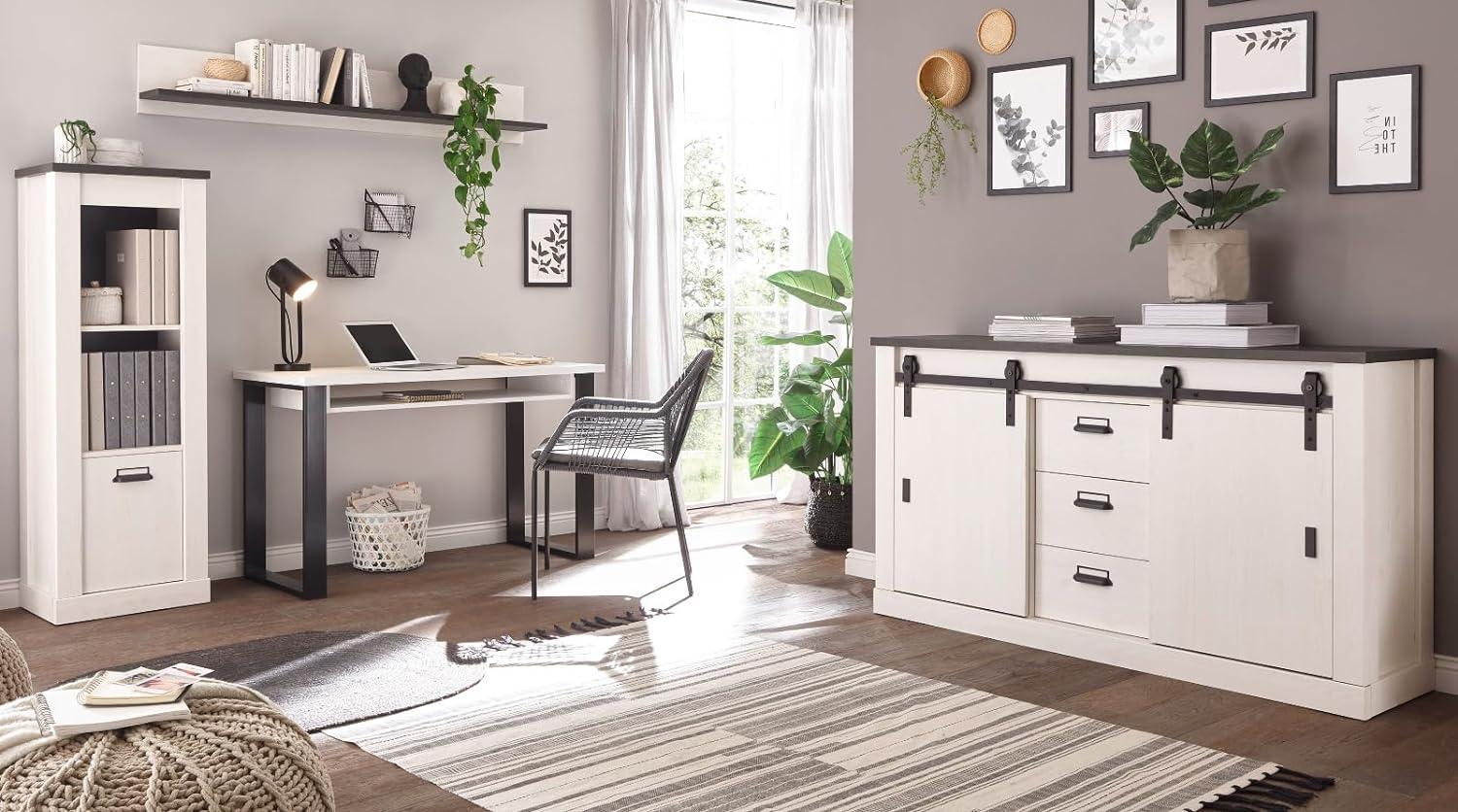 Büromöbel komplett Set Stove in weiß Pinie und anthrazit Landhaus Bild 1