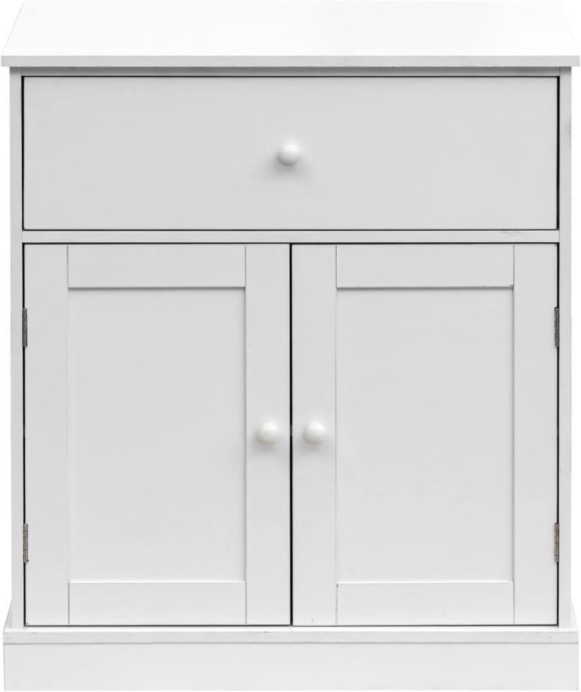 Rebecca Mobili Weißes Sideboard, Selbsttragender Schrank, Weiß, Melamin-Spanplatte, Hygienisch leicht zu reinigen - Maße: 70 x 60 x 30 cm (HxLxB) - Art. RE6741 Bild 1