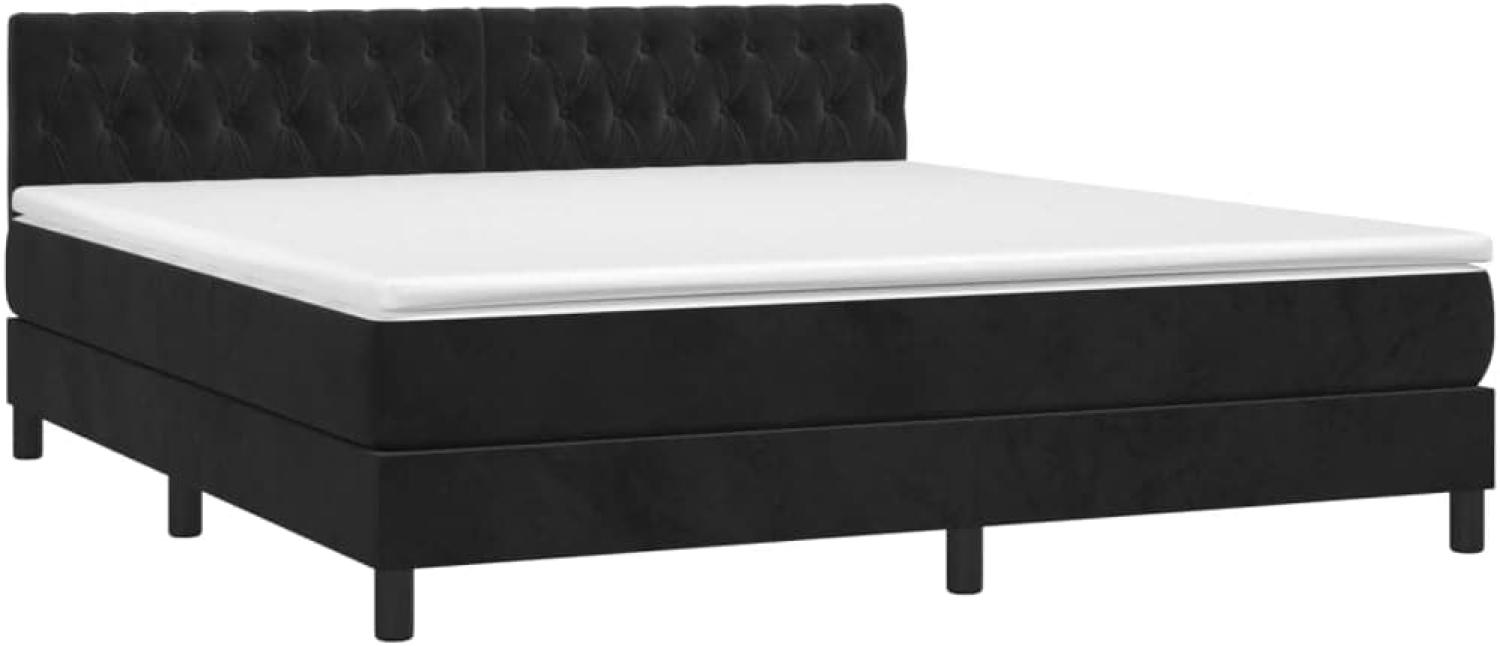 vidaXL Boxspringbett mit Matratze & LED Schwarz 180x200 cm Samt Bild 1