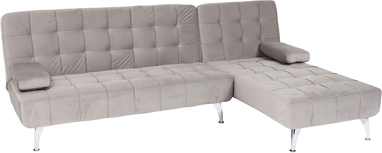 Schlafsofa HWC-K22, Couch Ecksofa Sofa, Liegefläche links/rechts Schlaffunktion 236cm ~ Samt grau Bild 1