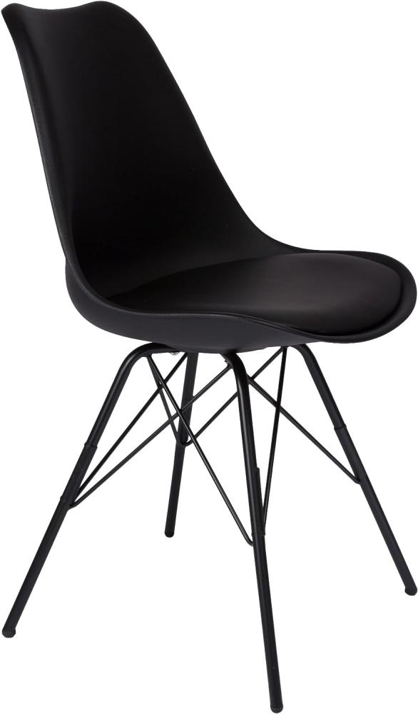 SAM Schalenstuhl Lerche, schwarz, integriertes Kunstleder-Sitzkissen, Schwarze Metallfüße, Esszimmerstuhl im skandinavischen Stil Bild 1