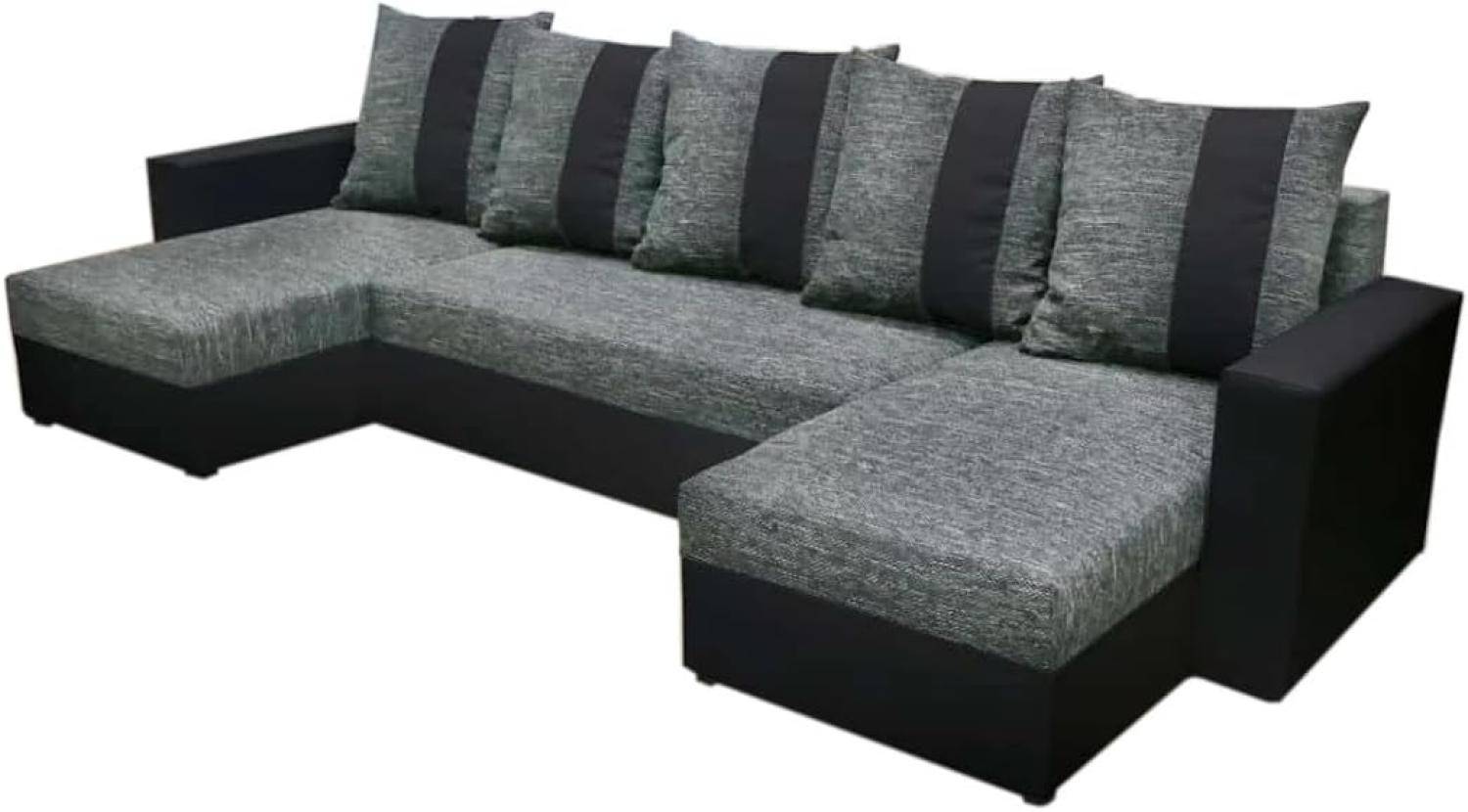 Sofa mit Schlaffunktion in U-Form GRASSA, 303x140, Kornet 02/Dolaro 8 schwarz Bild 1